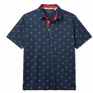 Walter Hagen P11 Golf Polo Shirt Patriotic Golf Tee Flag Print Navy Men's Small